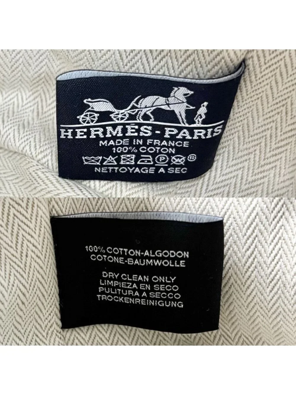 Hermes Handbag Brid-a-brac PM Pouch Toile Ash Beige White Silver Vintage